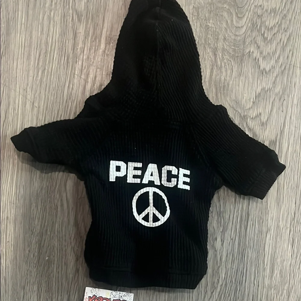 Dog Black Hoodie with Peace Sign